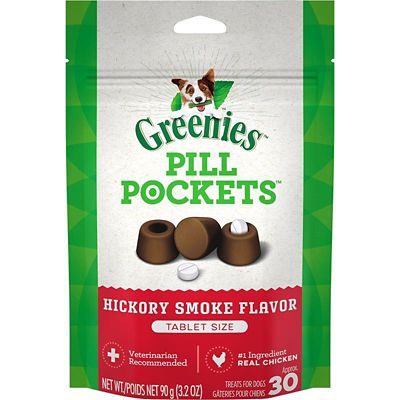 Greenies Pill Pockets Hickory Smoke Flavor Tablet Pill Hiding Treats for Dogs, 30 ct.