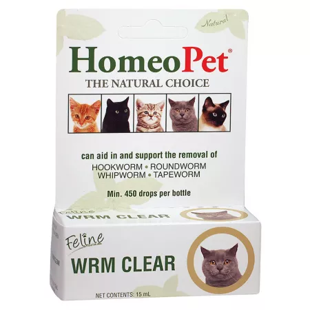 HomeoPet Feline WRM Transparent Worm Remedy 15 ml. Cat Flea & Tick Topical Treatments