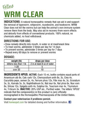 Image showing  Feline WRM Clear Worm Remedy, 15 ml.
