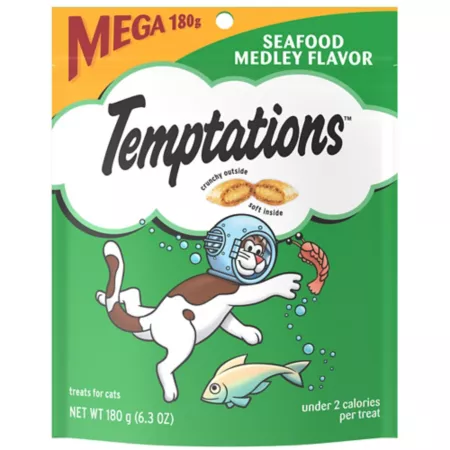 Temptations Medley Classic Crunchy Seafood Flavored Cat Treats 6.3 oz Poached Cat Crunchy Treats