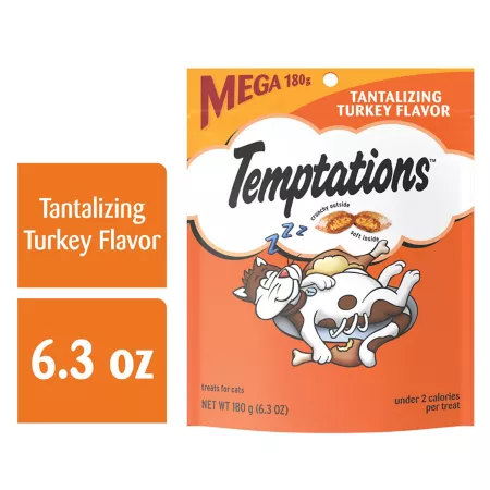 Temptations Classic - Crunchy and Soft Treats for Cats Mouthwatering Turkey Flavor 6.3 oz. Cat Soft & Chewy Treats