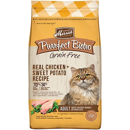 Merrick Purrfect Bistro Grain Free Natural Dry Cat Food For Adult Cats, Real Chicken And Sweet Potato Recipe - 4 lb. Bag
