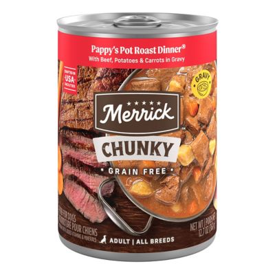 Merrick Grain Free Chunky Pappy's Pot Roast All Life Stages Beef Chunks Wet Dog Food, 12.7 oz. Can