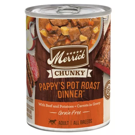 Merrick Grain Free Chunky Pappy's Pot Roast All Life Stages Beef Chunks Wet Dog Food 12.7 oz. Wet Dog Food