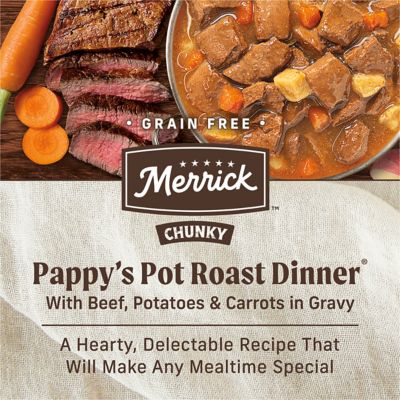 Image showing 6 th Merrick Chunky Pappy's Pot Roast All Life Stages Beef Chunks Wet Dog Food, 12.7 oz.