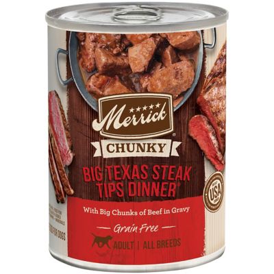 Merrick Grain Free All Life Stages Chunky Big Texas Beef Tips Recipe Wet Dog Food, 12.7 oz. Can As a lifelong dog lover and pet parent of 3 big dogs, I'm always on the lookout for quality pet foods