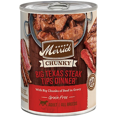 Merrick Grain Free All Life Stages Chunky Big Texas Beef Tips Recipe Wet Dog Food, 12.7 oz. Can