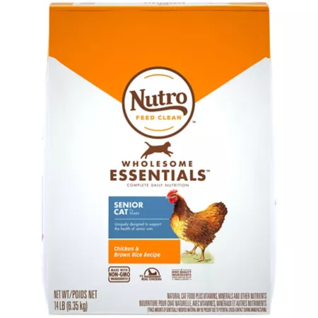 Nutro Wholesome Essentials Senior Indoor Chicken and Brown Rice Recipe Dry Cat Food 14 lb Bag Dry Cat Food