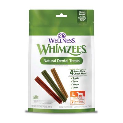 Wellness WHIMZEES Stix Natural Dental Dog Treats, Large Size, 7 ct.