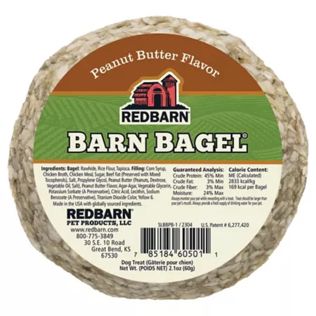 Redbarn Peanut Butter Flavored Barn Bagel Dog Treat Dog Bones Rawhide & Rawhide Alternative