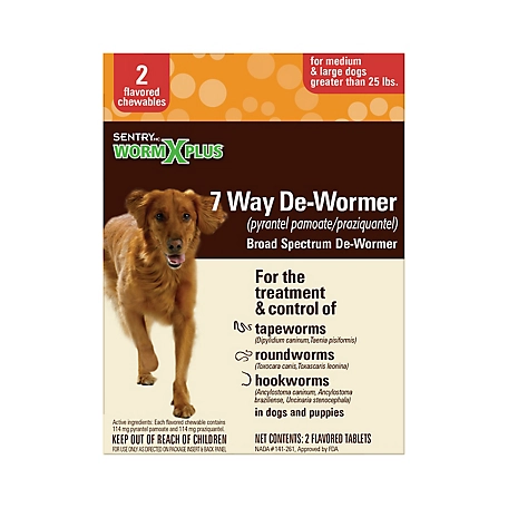 Sentry 7-Way Dewormer Treats for Large Dogs, 2 ct.