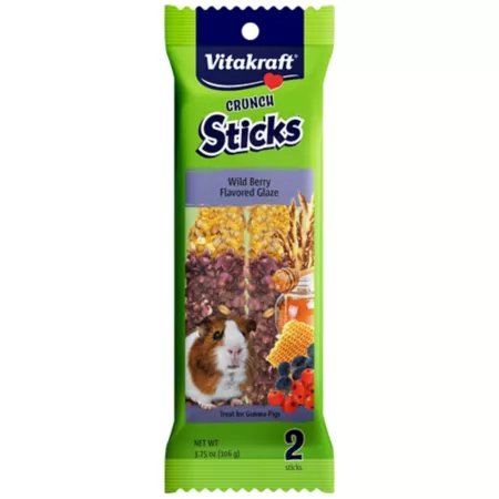 Vitakraft Wild Berry and Honey Glazed Crispy Sticks Guinea Pig Chewable Treats Supports Healthy Teeth 2 ct Small Pet Treats