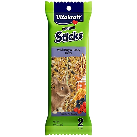 Vitakraft Crunch Sticks Rabbit Treat - Wild Berry and Honey - Rabbit Chew Sticks, 2 pk.