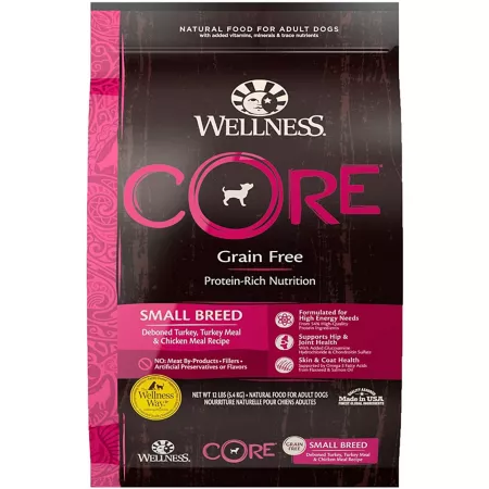 Wellness CORE Natural Turkey and Chicken Recipe for Small Breed Adults Grain Free Dry Dog Food