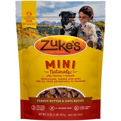 Zuke's Natural Mini Peanut Butter and Oats Flavor Dog Treats, 16 oz.