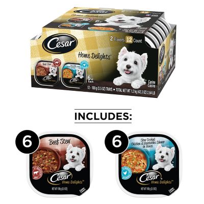 Image showing  Home Delights Adult Beef Stew and Slow Cooked Chicken Wet Dog Food Variety pk., 3.5 oz., 12 pk.
