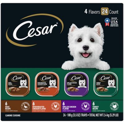 Cesar Classic Loaf Small Breed Adult Chicken, Turkey and Duck Pate Wet Dog Food Variety pk., 3.5 oz. Tray, Pack of 24
