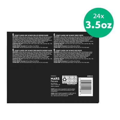 Image showing 7 th Cesar Adult Small Breed Four Flavors Classic Loaf in Sauce Wet Dog Food Variety Pack, 3.5 oz., 24 pk.