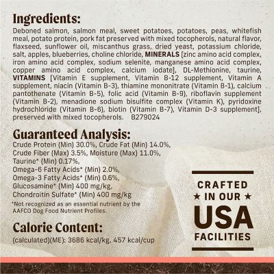 Image showing  Premium Grain Free Dry Adult Dog Food, Wholesome And Natural Kibble With Real Salmon And Sweet Potato