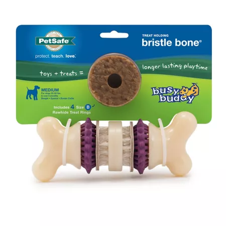 PetSafe Busy Buddy Furry Bone Medium Helps Keep Your Dog's Teeth Clean and Long Play Time Dog Chew Toys