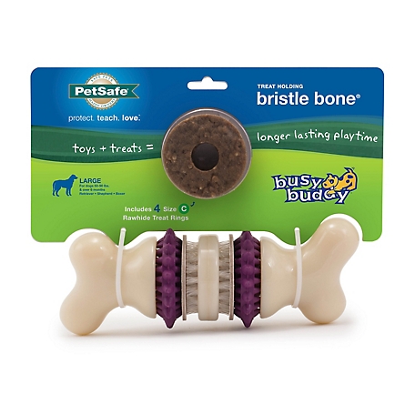 PetSafe Busy Buddy Dental Health Bristle Bone Dog Chew Toy, Large