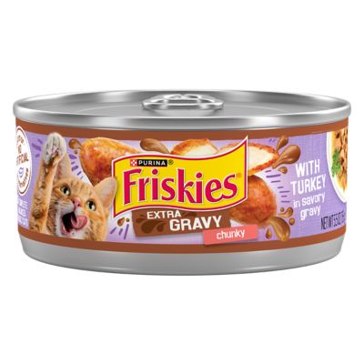 Purina Friskies Extra Gravy Adult Chunky Turkey and Giblets in Gravy Wet Cat Food, 5.5 oz. Can