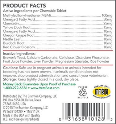 Image showing  Healthy Coat Shed and Itch Relief Supplement Tablets for Dogs, 50 ct.