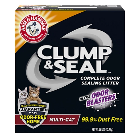 Arm & Hammer Clump and Seal Unscented Clumping Multi-Cat Cat Litter, 28 lb. Box