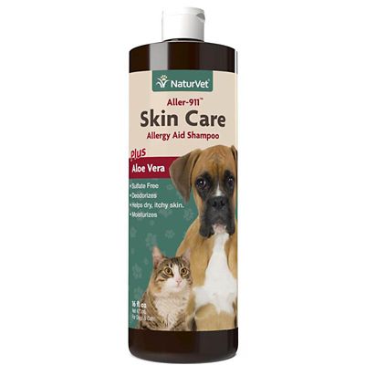 NaturVet Aller-911 Skin Care Allergy Aid Shampoo Plus Aloe Vera for Dogs and Cats, 16 oz