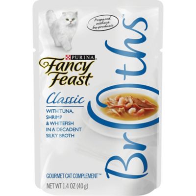 Fancy Feast Classic Broths with Tuna, Shrimp and Whitefish Gourmet Wet Cat Food, 1.4 oz. Pouch, Pack of 32