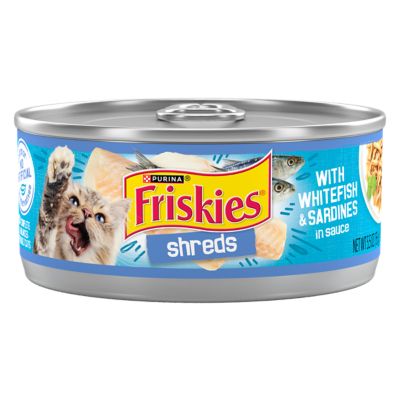 Friskies Shreds with Whitefish & Sardines in Sauce Wet Cat Food, 5.5 oz.