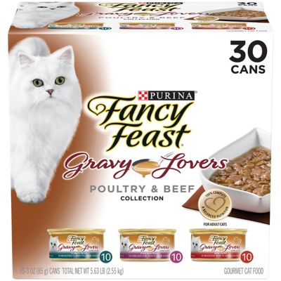 Fancy Feast Purina Gravy Wet Cat Food Variety pk., Gravy Lovers Poultry & Beef Feast Collection - (30) 3 oz. Cans