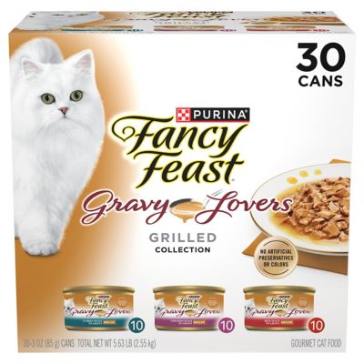 Fancy Feast Gravy Lovers Adult Chicken, Turkey and Beef in Gravy Wet Cat Food Variety Pack, 3 oz. Can, Pack of 30