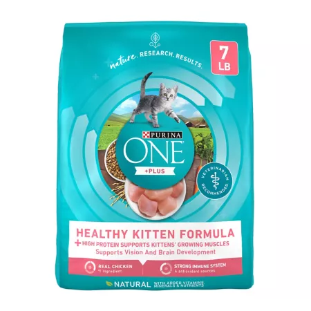 Purina ONE Healthy Kitten +Plus High Protein Indoor/Outdoor Dry Cat Food 7 lb Bag Dry Cat Food