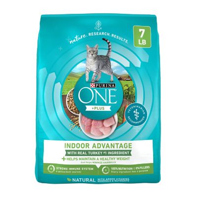 Purina ONE Natural Adult Indoor Low Fat Weight Control Turkey Recipe Dry Cat Food, 7 lb. Bag