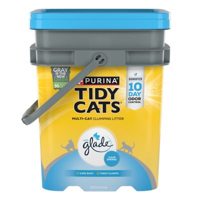 Tidy Cats Purina Glade Clear Springs Scented Clumping Clay Cat Litter, Multi-Cat, 35 lb. Pail