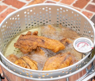 Image showing  10 qt. King Kooker Aluminum Fry Pan with Punched Basket