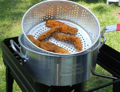 Image showing  10 qt. King Kooker Aluminum Fry Pan with Punched Basket