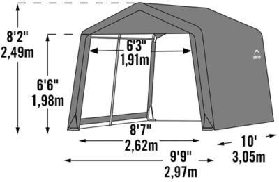 10ft.L x 10ft.W x 9ft.6in.H Model# 70479 Gray ShelterLogic XT Shed-In-A-Box