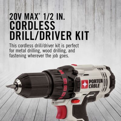 Image showing 6 th PORTER-CABLE 20V Max 1/2 in. Cordless Lithium-Ion Drill/Driver Kit