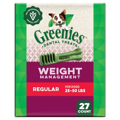 Greenies Weight Management Regular Natural Dog Dental Care Chews Weight Control Dog Treats, 27 oz. Pack (27 Treats)