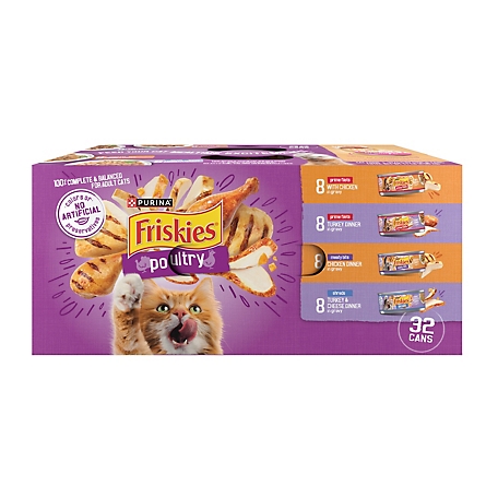 Friskies Meaty Bits and Prime Filets Adult Turkey and Chicken in Gravy Wet Cat Food Variety pk., 5.5 oz. Can, Pack of 32