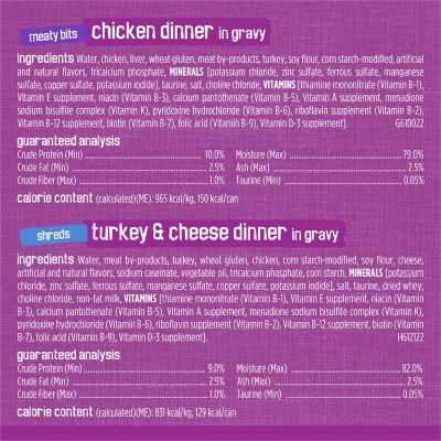 Image showing 7 th Purina Friskies Meaty Bits and Prime Filets Adult Turkey and Chicken in Gravy Wet Cat Food Variety Pack, 5.5 oz., 32 Cans