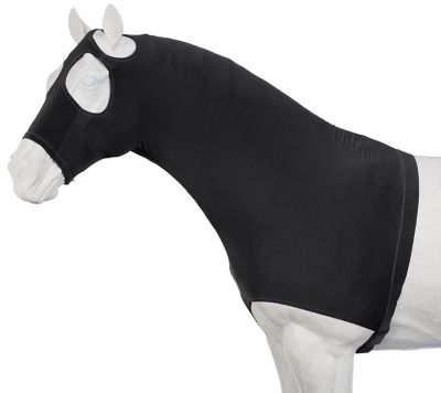 Tough-1 100% Spandex Zippered Horse Mane Stay Hood with Wide Elastic Belly Wrap