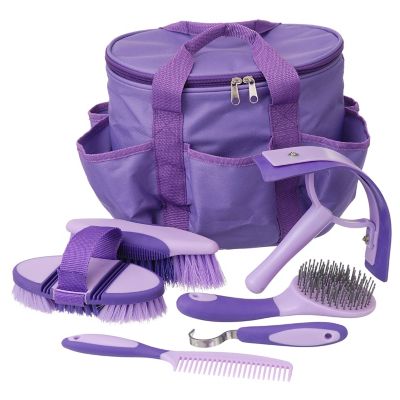 Tough-1 6 pc. Great Grips Horse Grooming Brush Set with Bag Grooming kit