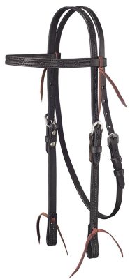 Tough-1 Leather Barbwire Straight Brow Headstall