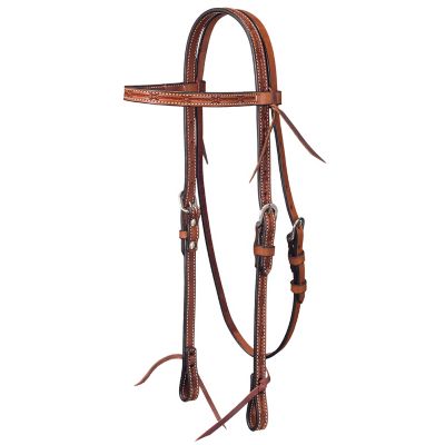 Tough1 Leather Barbwire Straight Brow Headstall