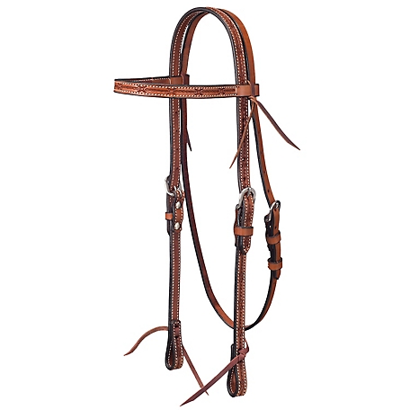 Tough-1 Leather Barbwire Straight Brow Headstall