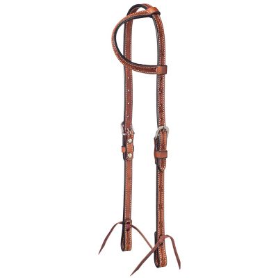 Tough1 Leather Barbwire One Ear Headstall