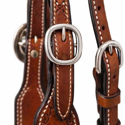 Image showing  Leather Barbwire Wide Brow Headstall, Medium Oil